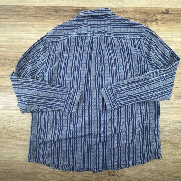 Carbon2Cobalt Shirt Mens Large Blue Purple Cotton Long Sleeve Aztec Print - Picture 4 of 7